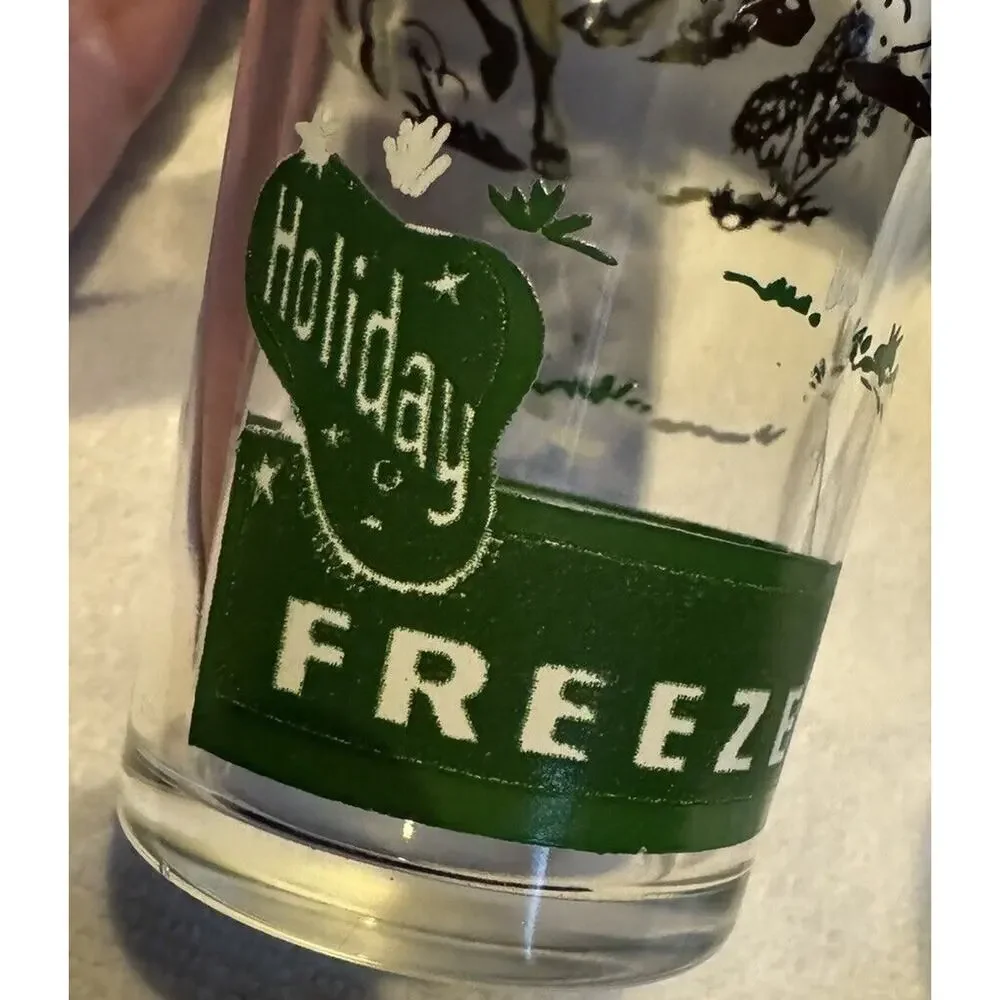 DAVY CROCKETT 2 Holiday Freeze Soda Fountain Vintage‎ ACL Drinking Glass Tumbler